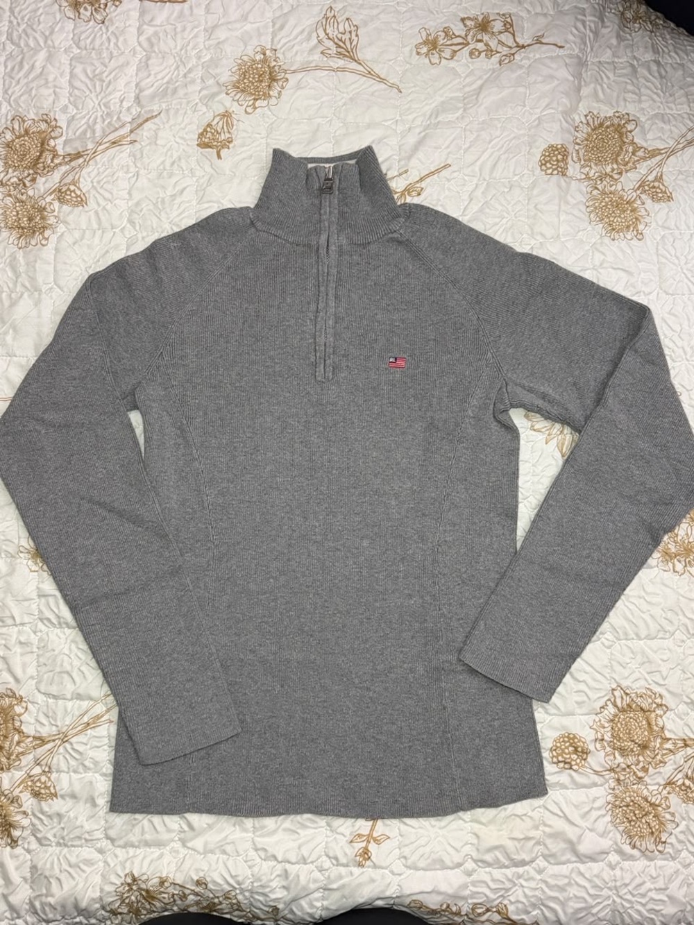 Tommy Hilfiger Gray Quarter-Zip Knit Sweater